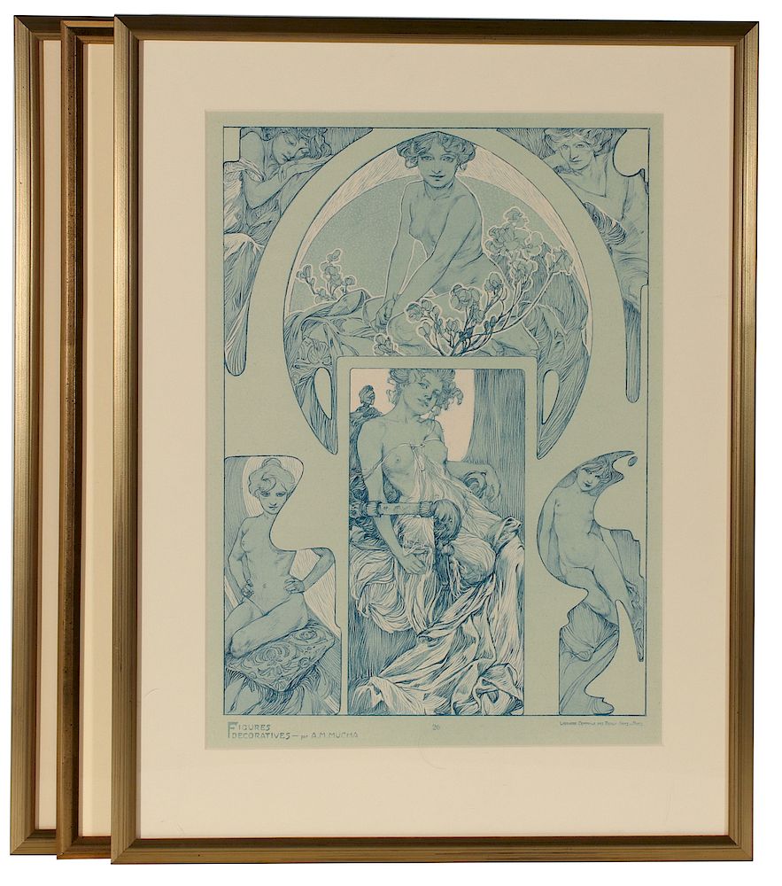 Appraisal: ALPHONSE MUCHA PLATES FROM FIGURES DECORATIVES Alphonse Maria Mucha -