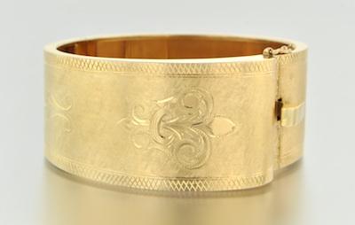 Appraisal: An Impressive Gold Bright Cut Bangle Bracelet k yellow gold