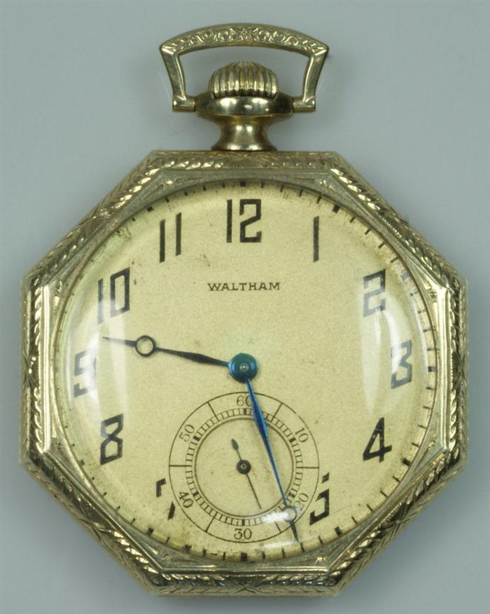 Appraisal: K WG OF octagonal Waltham man's pocket watch S Model