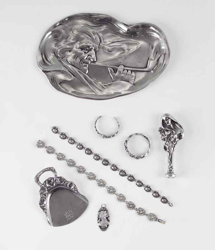 Appraisal: ESTATE COLLECTION OF UNGER BROTHERS STERLING To include Figural tray