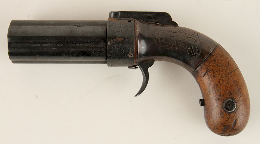 Appraisal: TH C ALLEN THURBER PEPPERBOX PISTOL DATED A nineteenth century