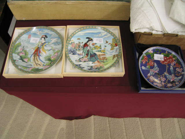 Appraisal: Oriental Collectors Plates two porcelain with geisha and a blue