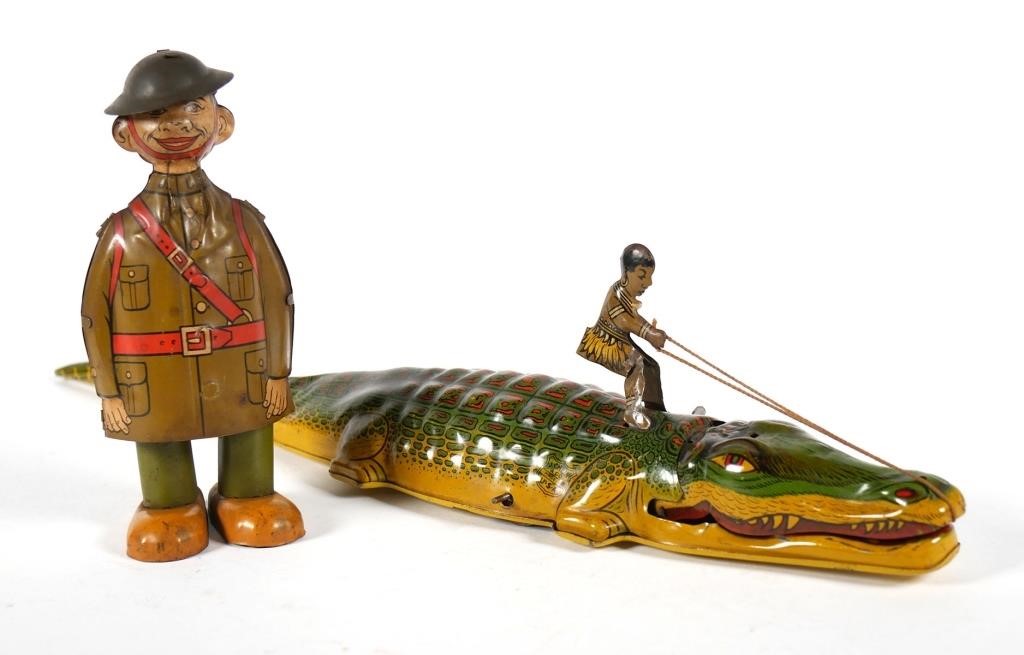 Appraisal: J CHEIN DOUGHBOY AND CROCODILE TIN LITHO WINDUPTwo vintage J