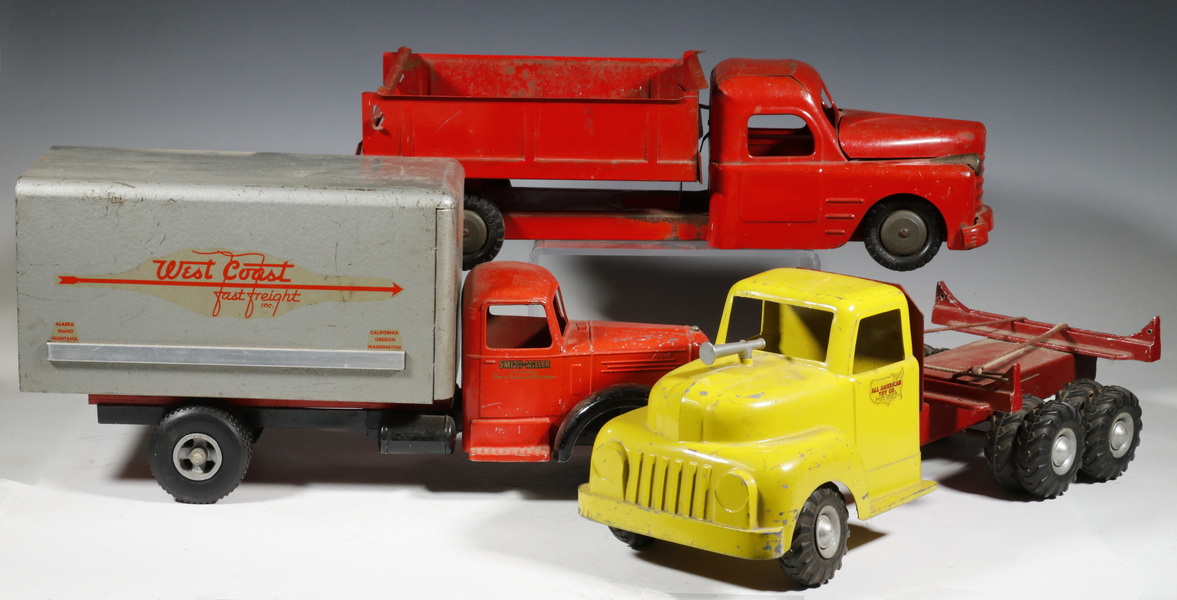 Appraisal: LARGE S- S STEEL TOY TRUCKS Including Smitty Toys Smith