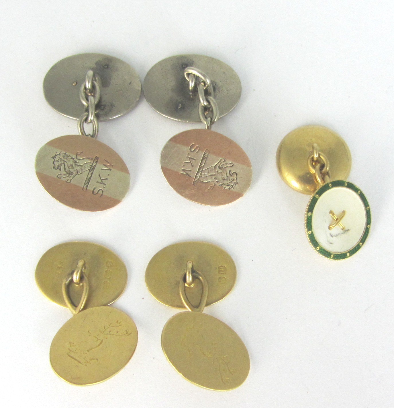 Appraisal: A pair of ct gold cufflinks with oval backs and