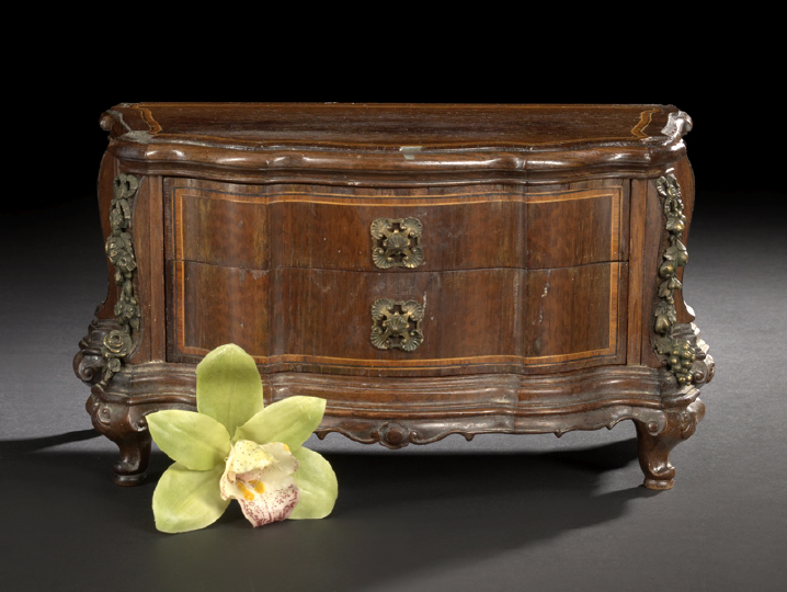 Appraisal: Kimbel and Riederischer Berlin Miniature Brass-Mounted and Inlaid Walnut Two-Drawer