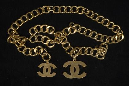 Appraisal: Chanel gold chain belt With various size CC logo medallions