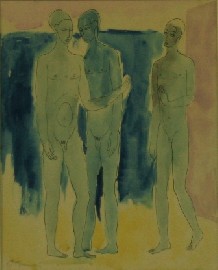 Appraisal: Justin O'Brien - Three Male Nudes ink and wash on