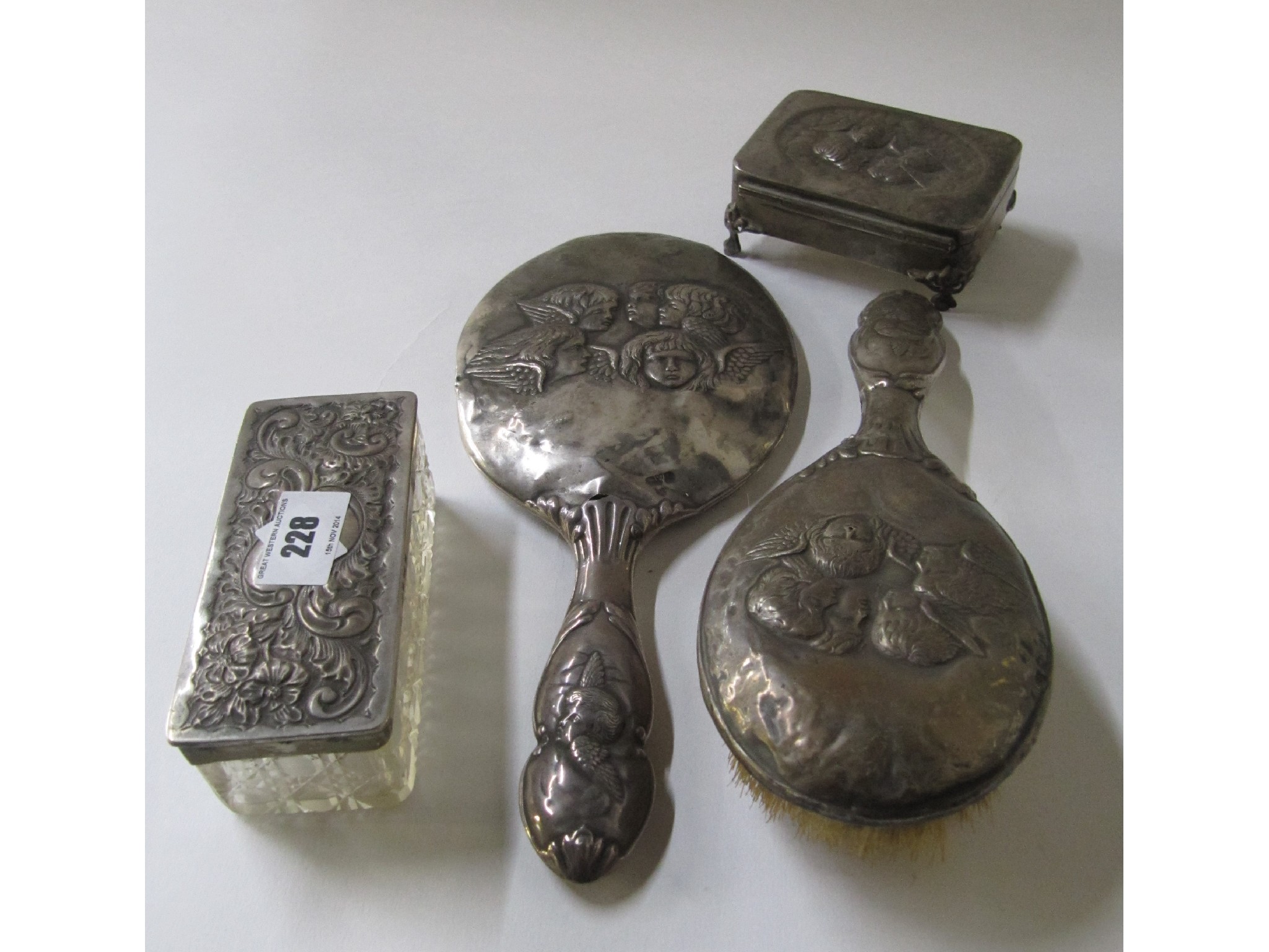 Appraisal: A lot comprising a silver brush and mirror and a