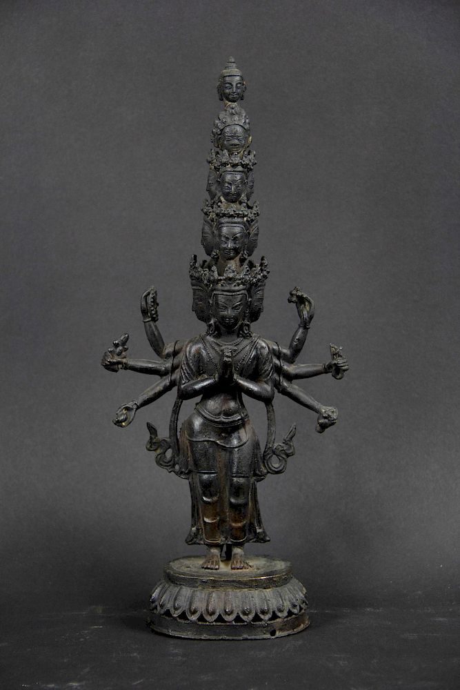 Appraisal: Bronze Figure of Headed Avalokitesvara Sino-Tibetan This incarnation of the