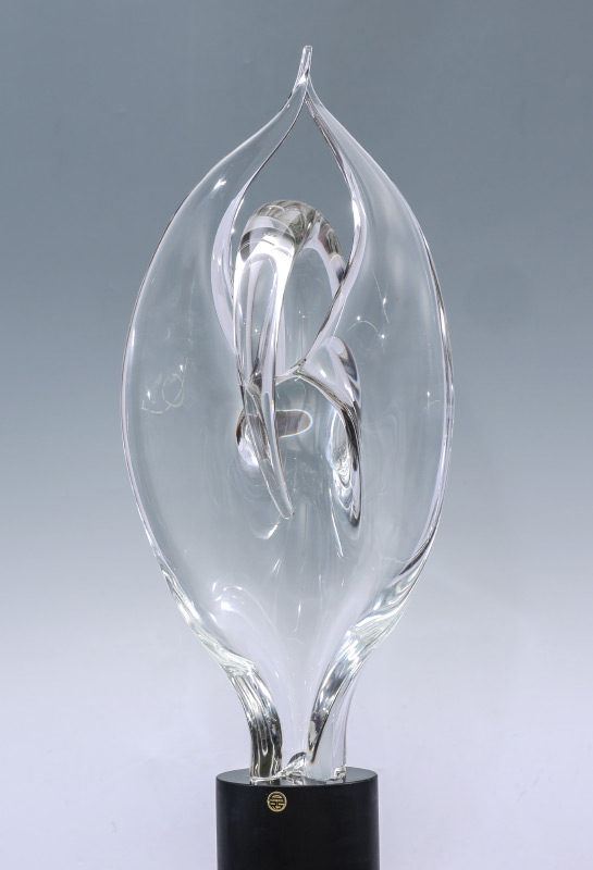 Appraisal: MURANO ART GLASS PHOENIX SCULPTURE Clear glass top in the