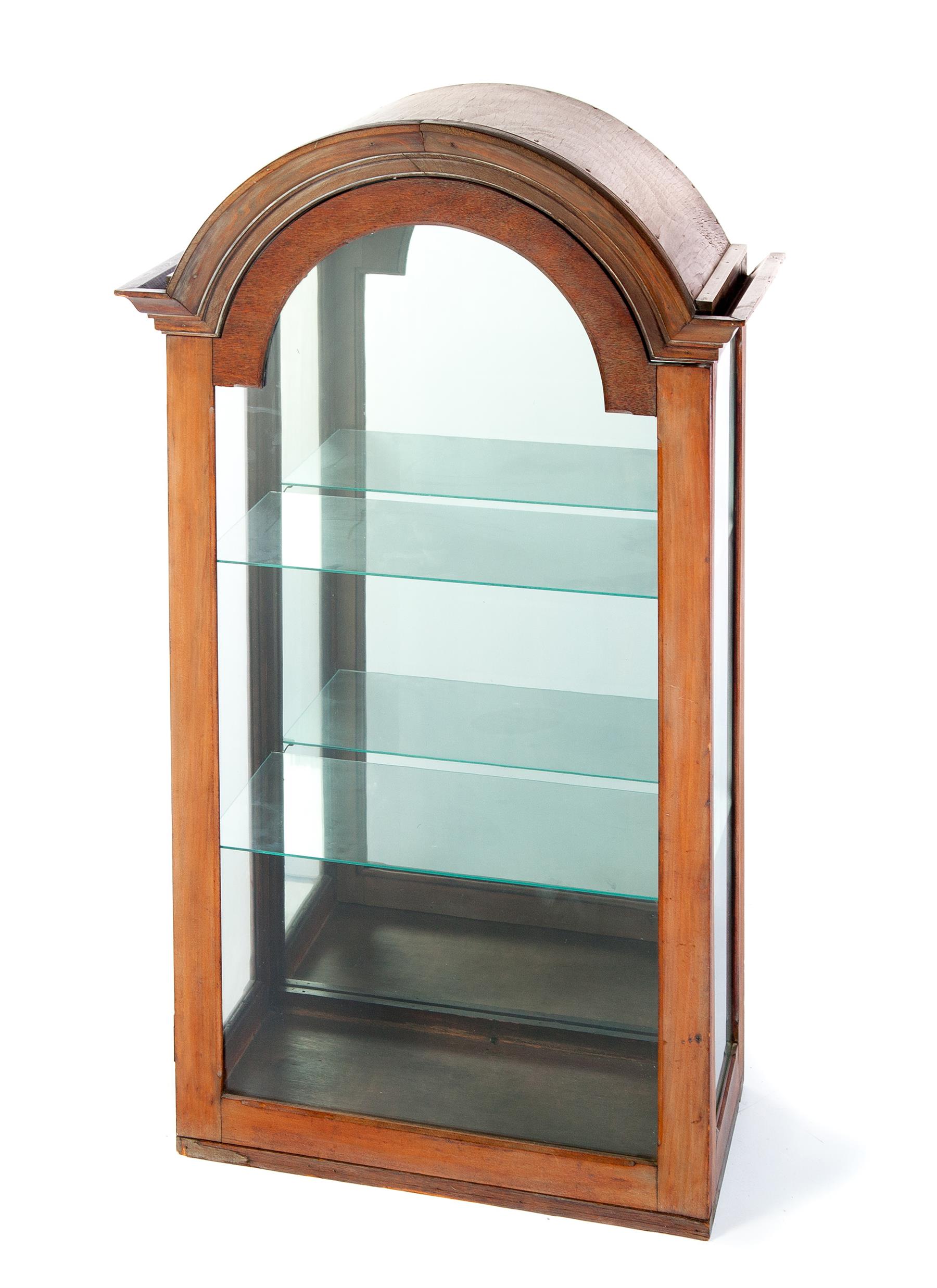 Appraisal: CURIO CABINET WITH ARCHED TOP First half- th century Applied