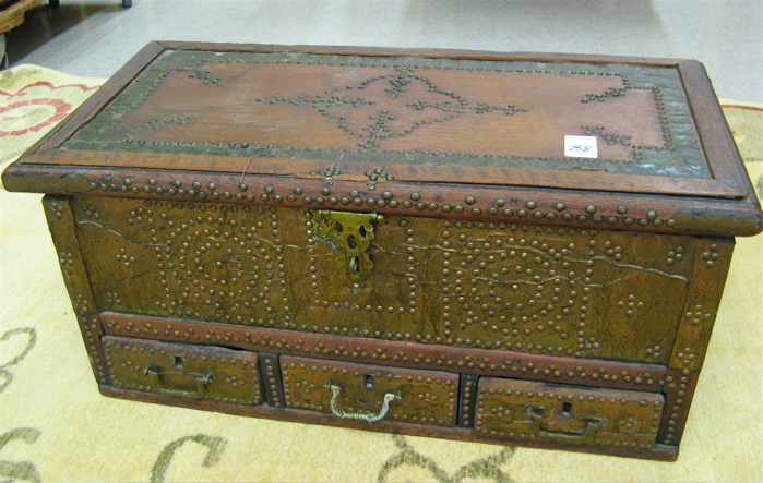 Appraisal: LIFT-TOP KUWAITI OTTOMAN SPICE CHEST of rectangular form in solid