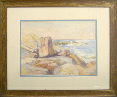 Appraisal: M L Haines early th c watercolor coastal scene x