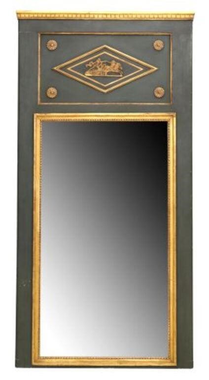 Appraisal: French Empire style parcel gilt and painted trumeau mirror th