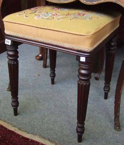 Appraisal: A th century mahognay stool the tapestry top over moulded