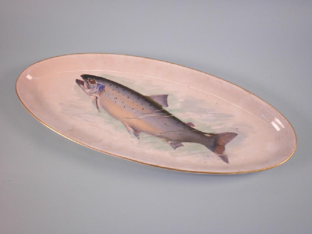 Appraisal: A Rosenthal oval Lachs pattern dish decorated with a salmon