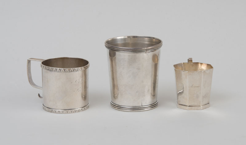 Appraisal: TWO AMERICAN SILVER MUGS AND AN AMERICAN SILVER JULEP CUP