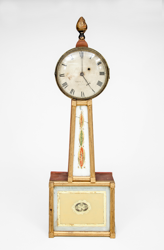 Appraisal: FEDERAL MAHOGANY AND PARCEL-GILT BANJO CLOCK With eglomise throat and