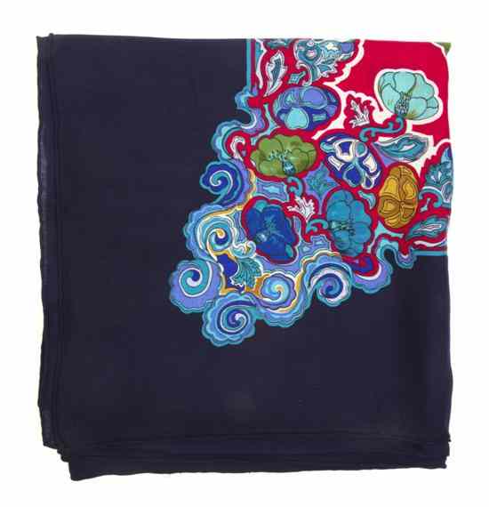 Appraisal: An Hermes Cashmere Silk Scarf in an 'Anemones' motif Labeled