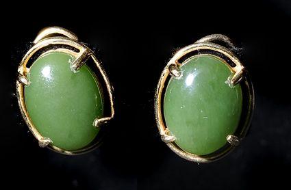 Appraisal: Pair of Mounted Stone Earrings Stamped Gump's K in Provenance