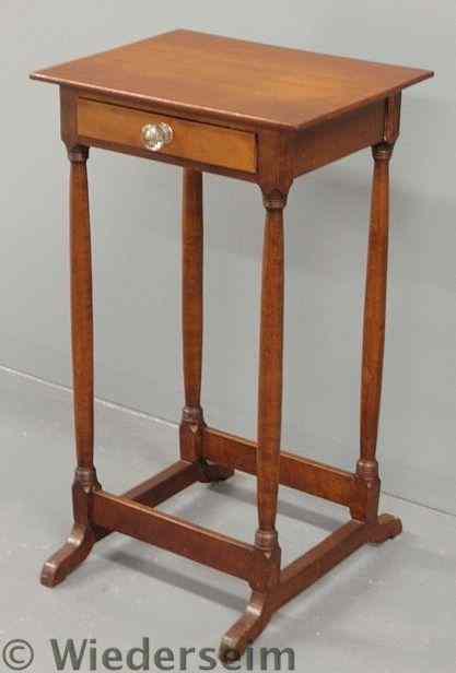 Appraisal: Mahogany one-drawer stand with turned legs and shoe feet h