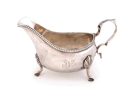 Appraisal: An Irish Sterling Silver Sauce Boat Cork Length inches