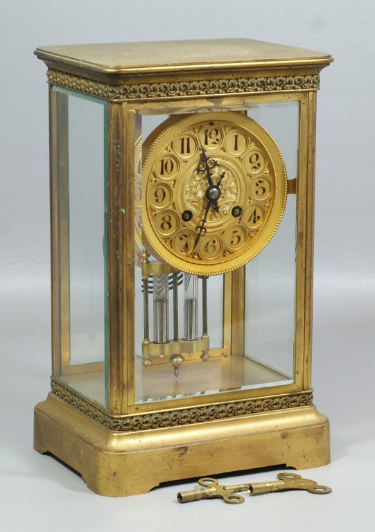 Appraisal: French brass crystal regulator retailed by JE Caldwell -day movement