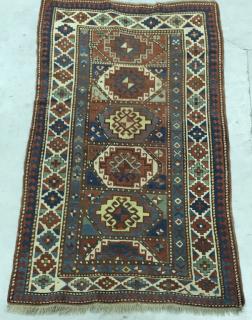 Appraisal: Colorful Kazak Center Hall Mat Fine Colorful Caucasian Mat Fine