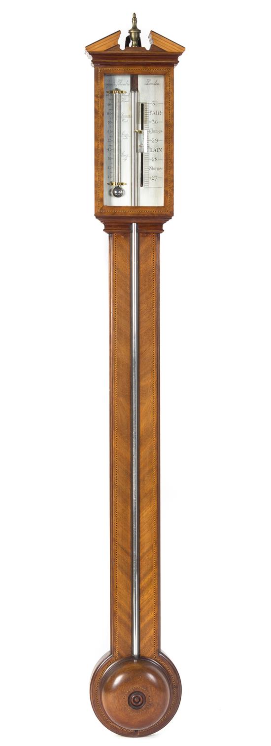 Appraisal: Sale Lot An English Mahogany Stick Barometer negretti zambra circa