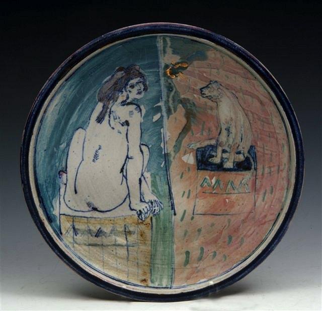 Appraisal: ERIC JAMES MELLON 'Felines' number a shallow bowl signed titled