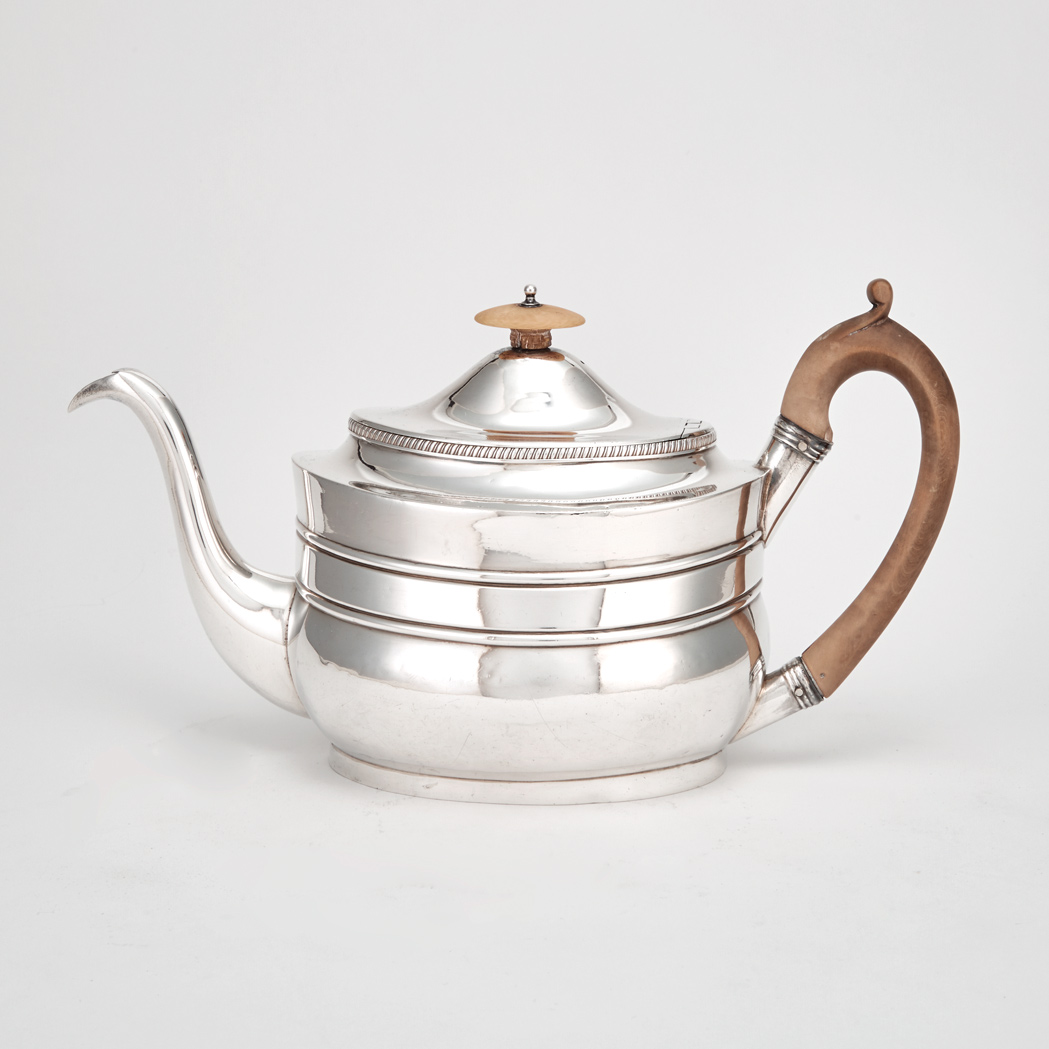 Appraisal: George III Silver Teapot Peter William Bateman London circa The