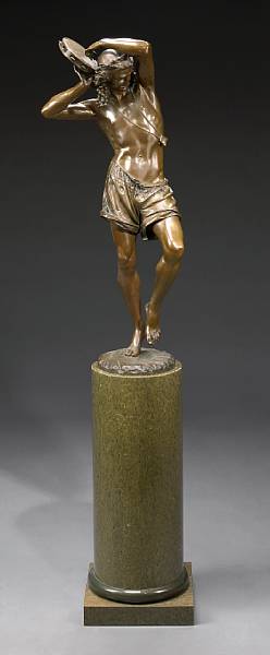 Appraisal: A patinated bronze figure Danseur Napolitain au Tambourin cast after