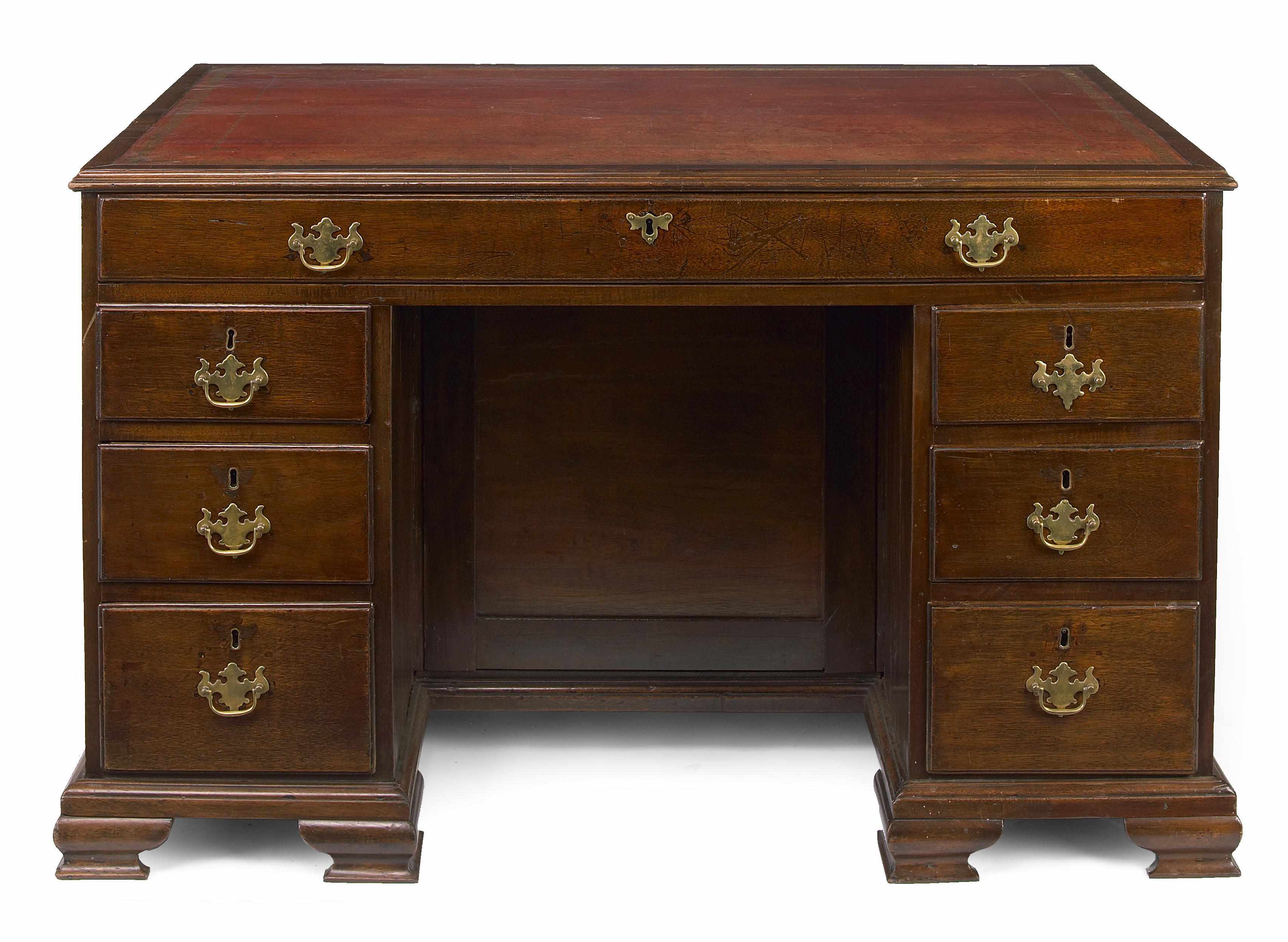 Appraisal: Property of various owners A George III mahogany kneehole desk