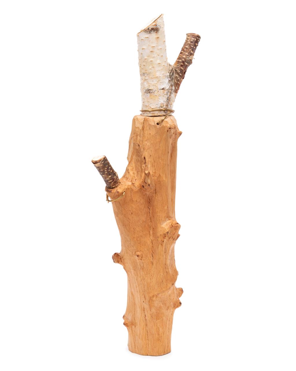 Appraisal: LIN LISBERGER CARVED BIRCH WOOD TORCH SCULPTURE Lin Lisberger American