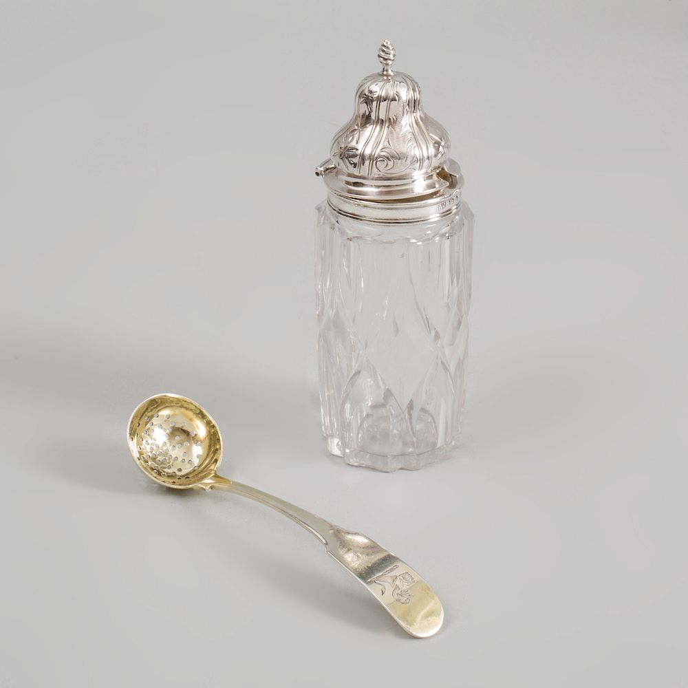 Appraisal: Victorian Silver-Mounted Cut Glass Cruet and an Irish George III