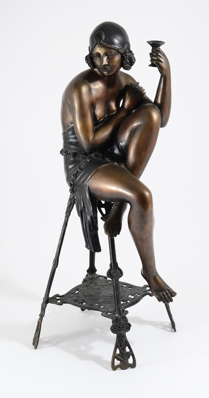 Appraisal: FLAPPER NUDE ART DECO BRONZE STATUE AFTER FERNANDO DELUCA ''