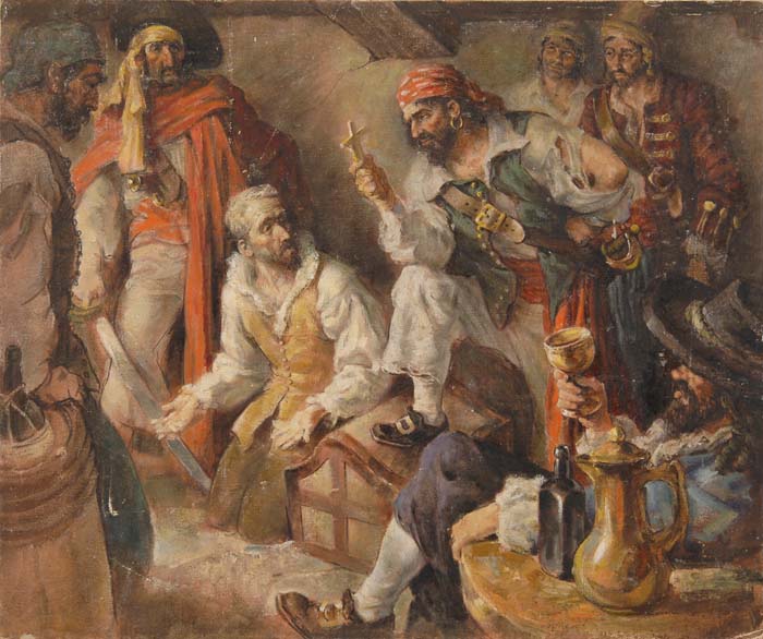 Appraisal: EDMUND F WARD American - PIRATES BOUNTY Oil on canvas