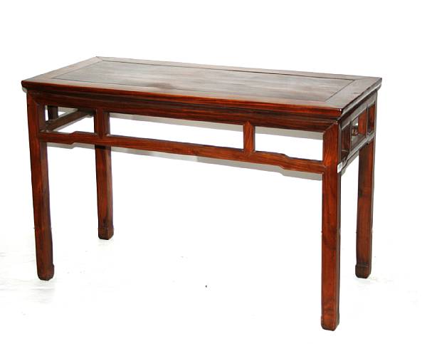 Appraisal: A Chinese mixed wood side table With floating panel top