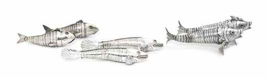 Appraisal: Three Pairs of Silver or Silverplate Reticulated Fish of various