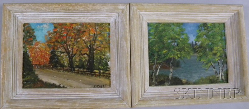 Appraisal: American School th Century Lot of Two Landscapes Autumn Connecticut