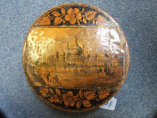 Appraisal: A REGENCY CIRCULAR SPICE BOX with divisional interior and nutmeg