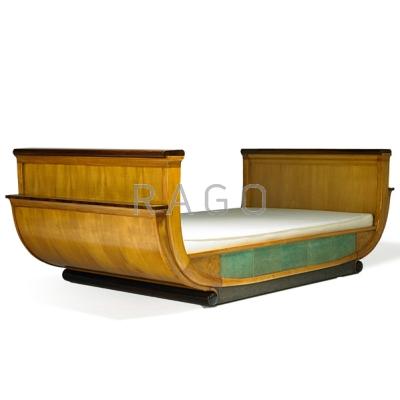 Appraisal: FRENCH Day bed s Birch rosewood maple burl shagreen hammered