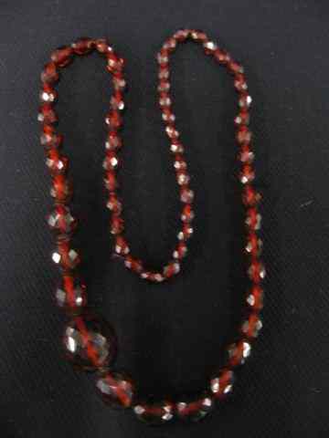 Appraisal: Victorian Cherry Amber Necklace graduated faceted beads '' long