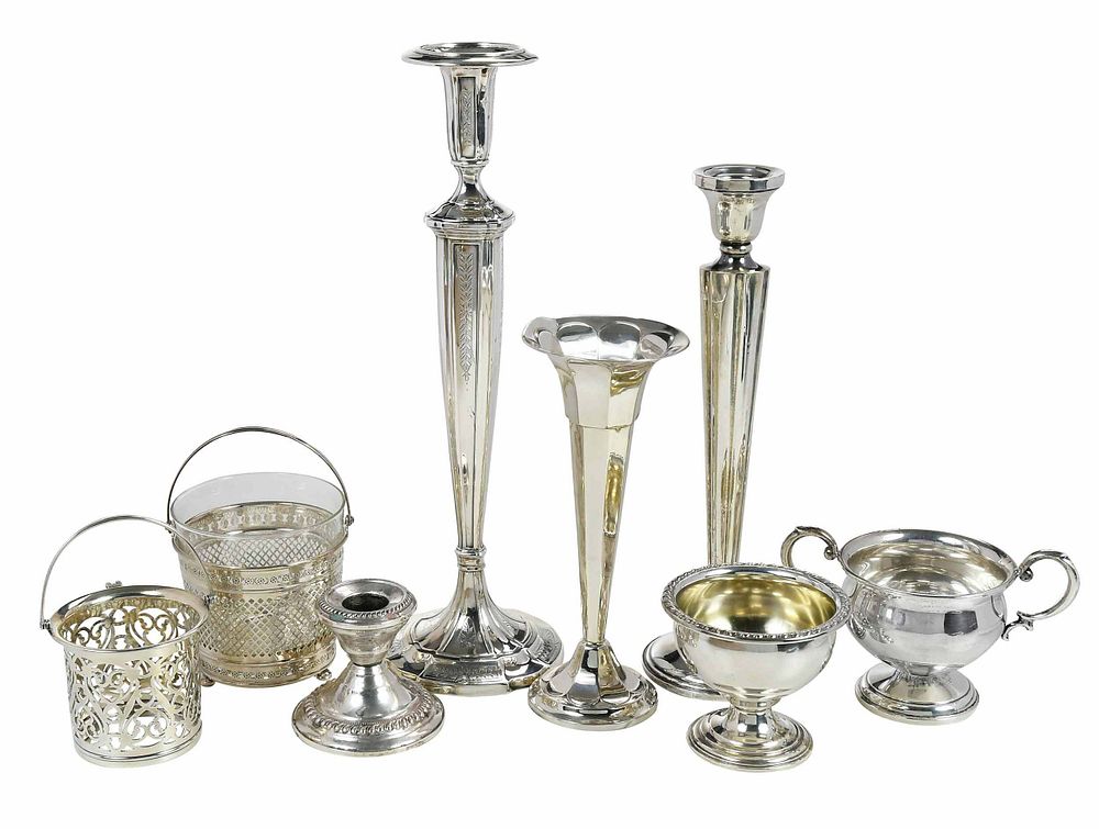 Appraisal: Assorted Weighted Silver Items American th century including three pairs