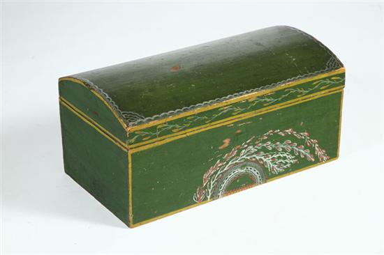 Appraisal: DOME TOP BOX Pennsylvania th century poplar Original green paint