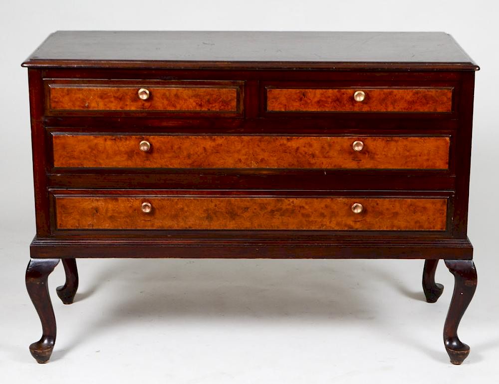 Appraisal: QUEEN ANNE STYLE WALNUT AND MAHOGANY CHEST th Century The