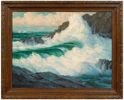 Appraisal: Roi Clarkson Colman painting Texas California - rocky coast with