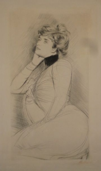 Appraisal: PAUL C SAR HELLEU Femme Assise de Profil Drypoint on