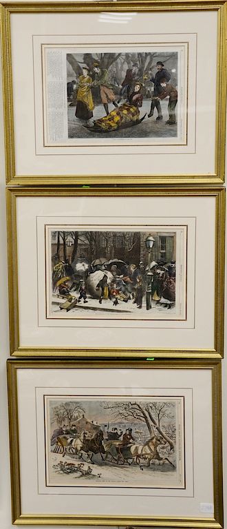 Appraisal: Set of fifteen framed Harpers Weekly colored lithographs sight sizes